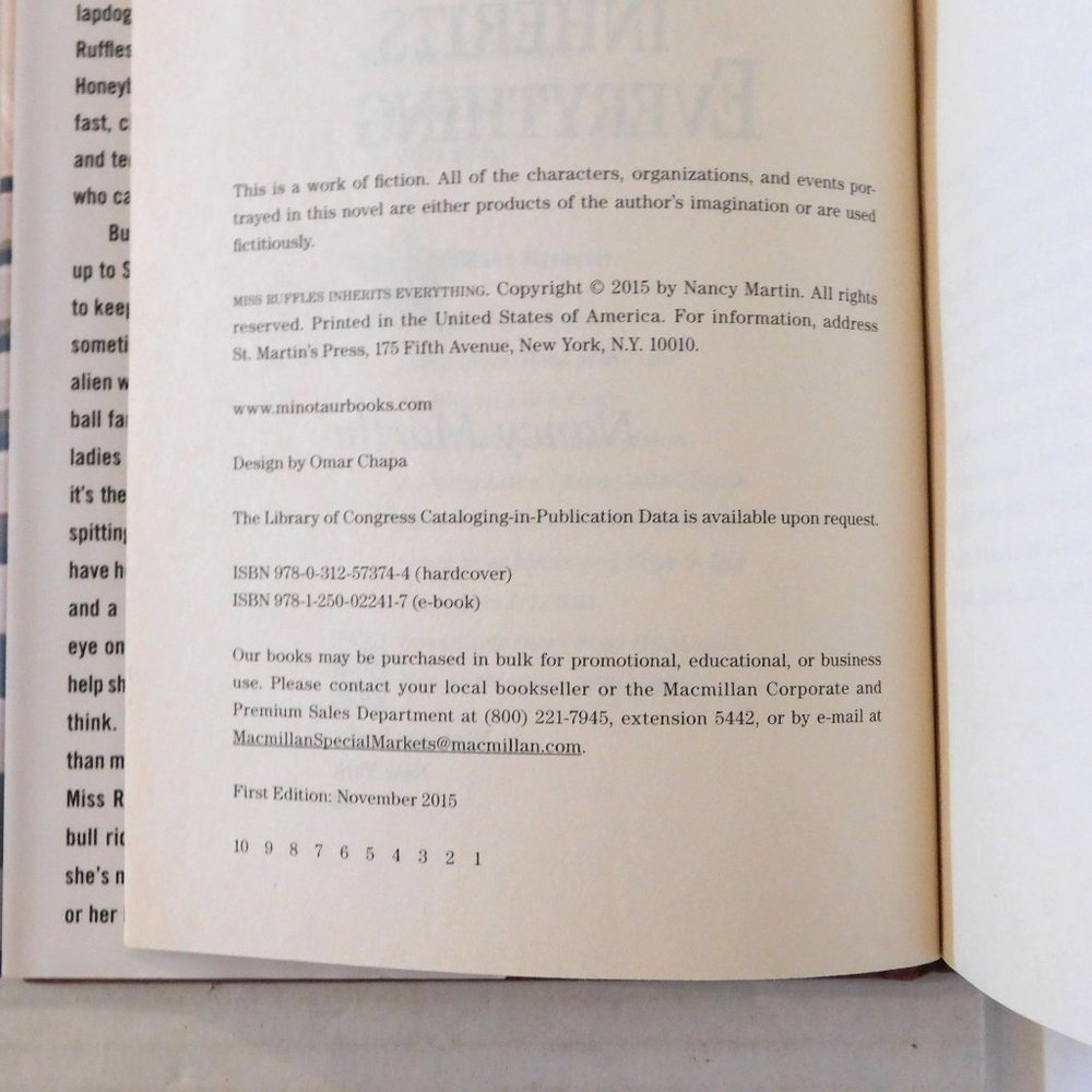 Miss Ruffles Inherits Everything A Mystery by Nancy Martin 1st Edition 2015 HBDJ - Picture 4 of 7